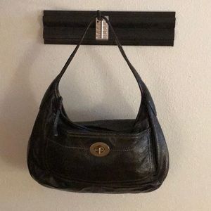 VINTAGE COACH Black Pebbled LEATHERWARE Hobo Large Bag